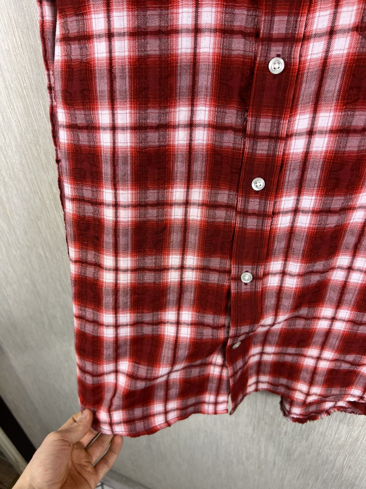 Diesel Diesel plaid button up checked distressed shrunk shirt logo Size US L / EU 52-54 / 3 - 12 Thumbnail