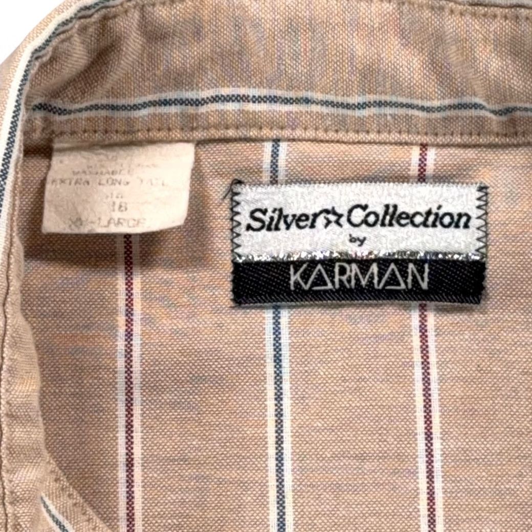 Armani VINTAGE Karman Western Shirt Adult XL Brown Striped Pearl Snap 80s Shirt Mens Size US XL / EU 56 / 4 - 4 Thumbnail