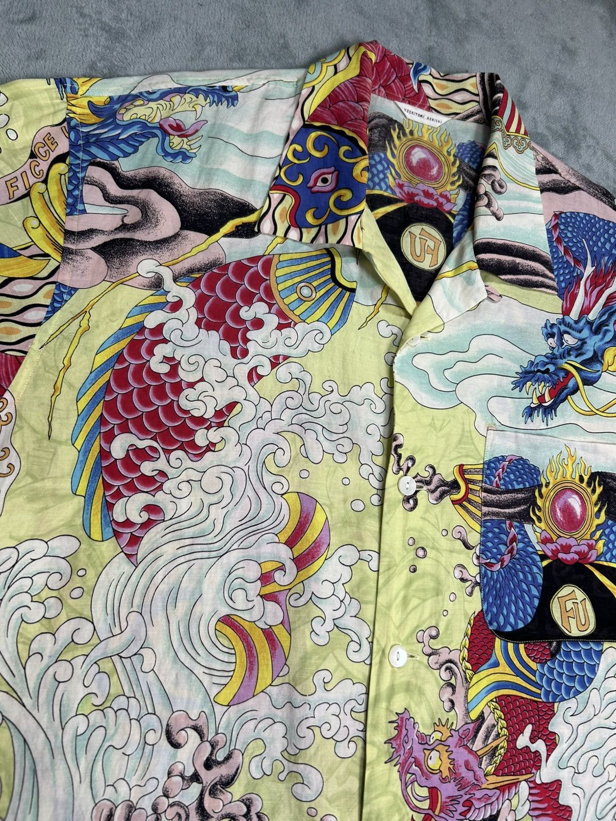 Yoshiyuki Konishi Vintage Yoshiyuki Konishi Bold Dragon Tatoo Style Button Up Size US L / EU 52-54 / 3 - 7 Thumbnail
