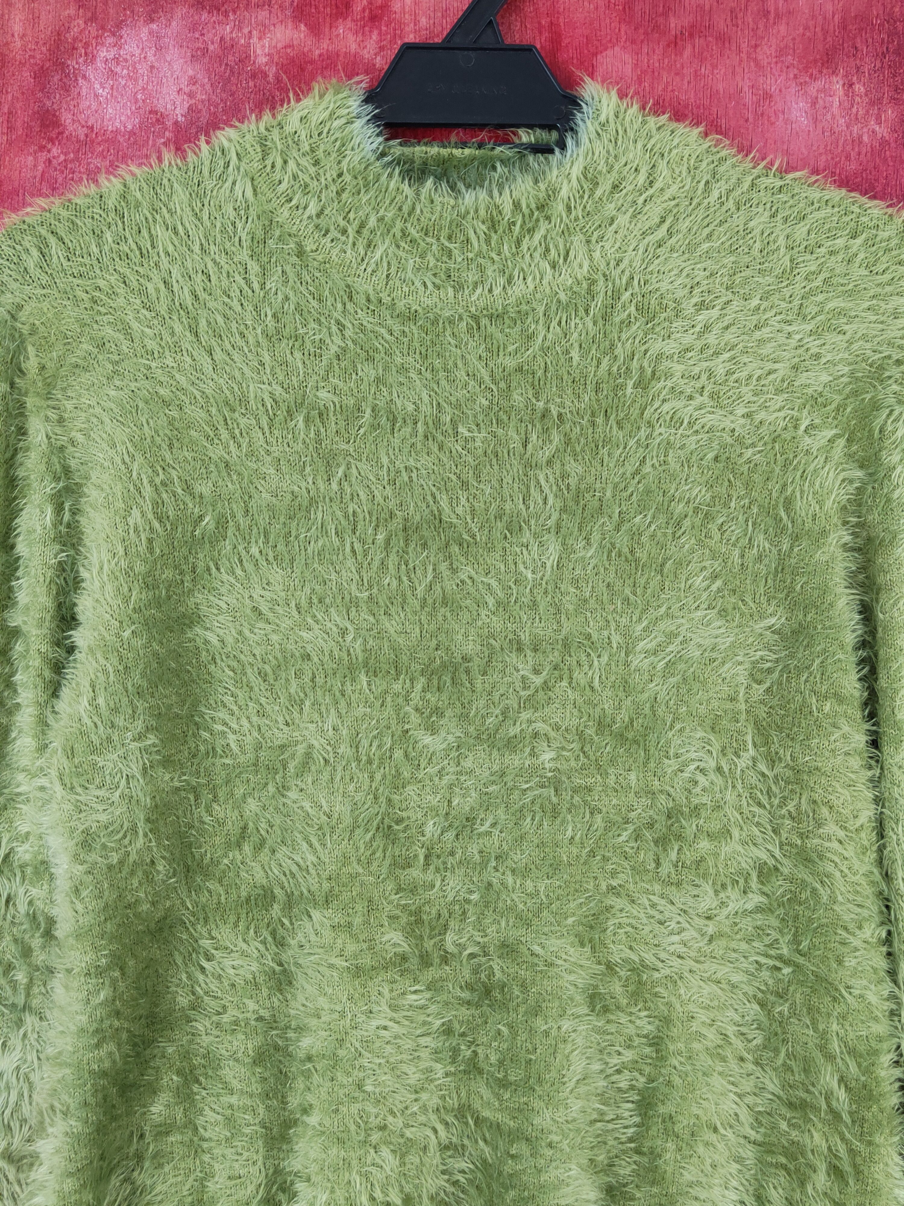 Homespun Knitwear Carina Green Shag Shaggy Fur Mohair Knitwear #S1688 Size S / US 4 / IT 40 - 2 Thumbnail