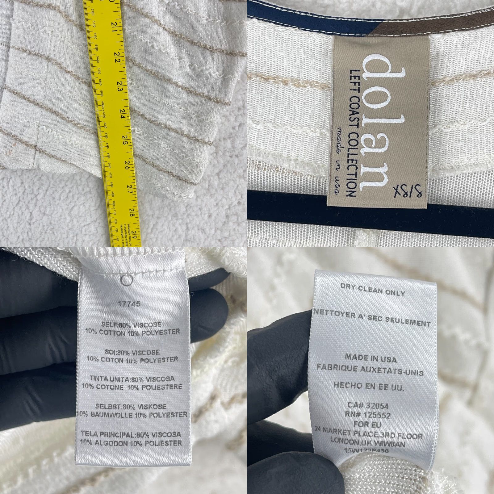 Vintage Dolan Ivory Striped Knit Open Front Cardigan Womens XS/S Dolman Sleeve Novelty Dolan Knit Cardigan Shirt? Size XS / US 0-2 / IT 36-38 - 8 Thumbnail