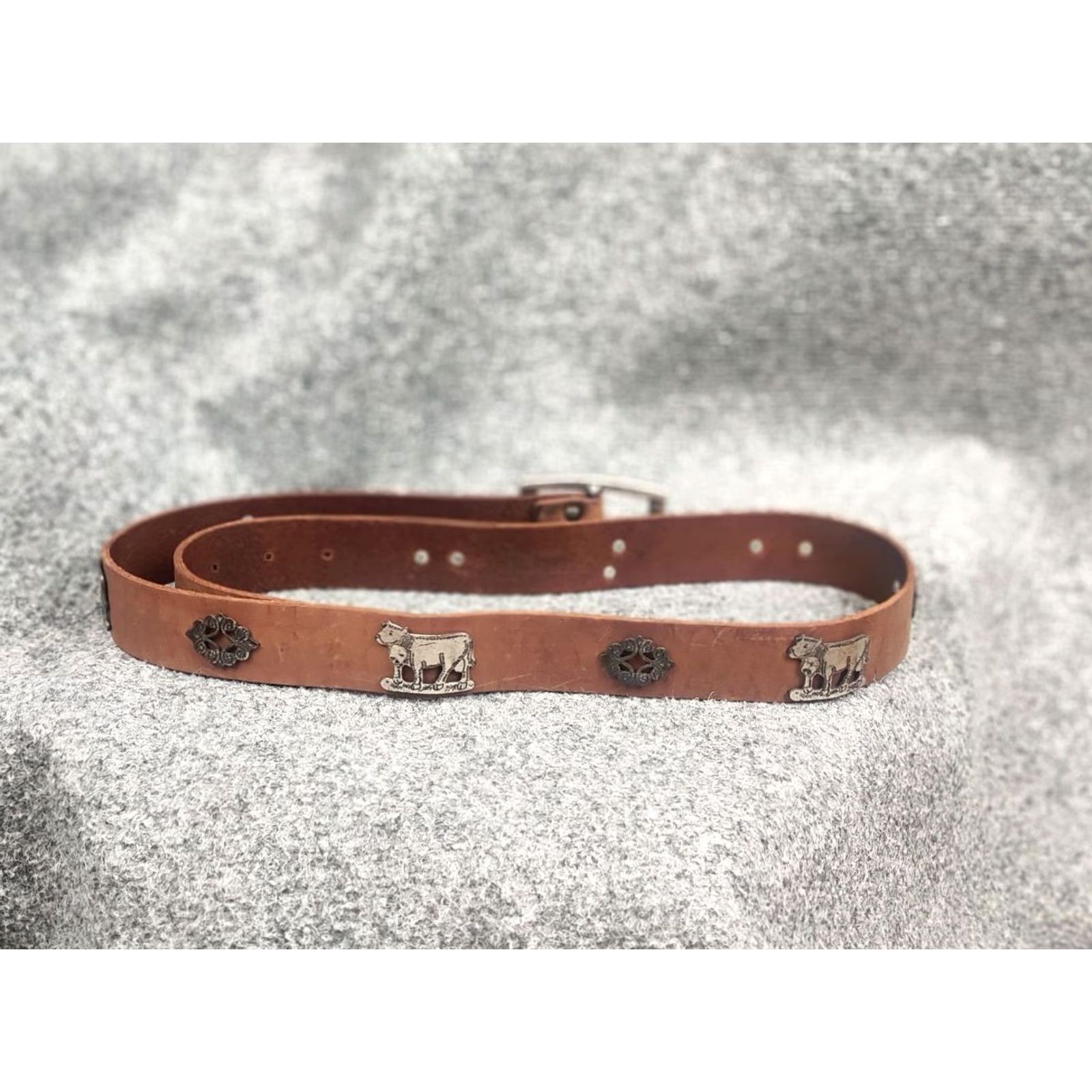 Etro VINTAGE Etro Leather belt Mens 90s logo cows buckle Brown Leather Dress Belt One Size Brown ETRO Mens Belt Size ONE SIZE - 3 Thumbnail