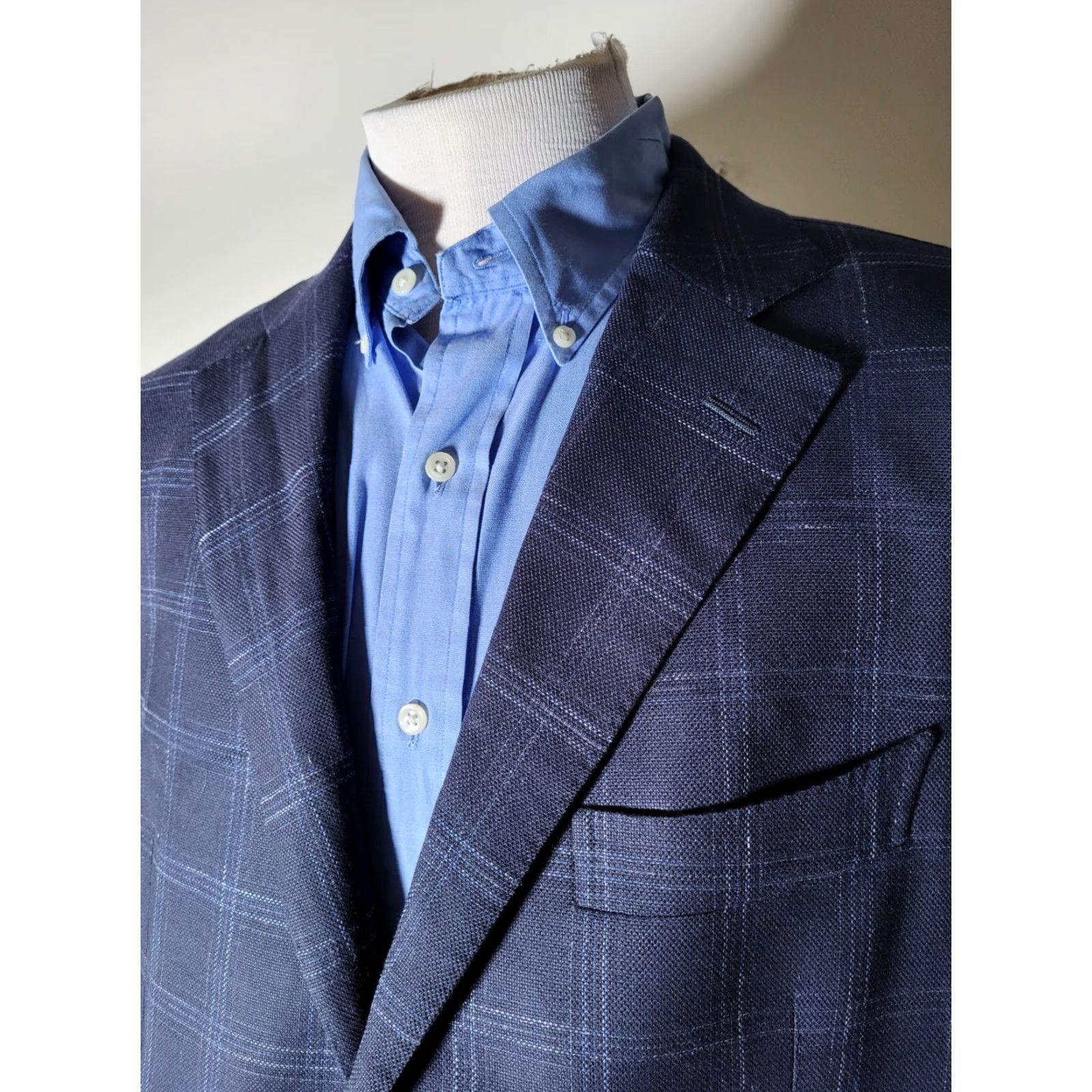 Suitsupply Suitsupply La Spalla Wool Silk Blue Black Plaid Jacket Blazer Sport Coat 46R Men Shirt? Size 46R - 2 Thumbnail