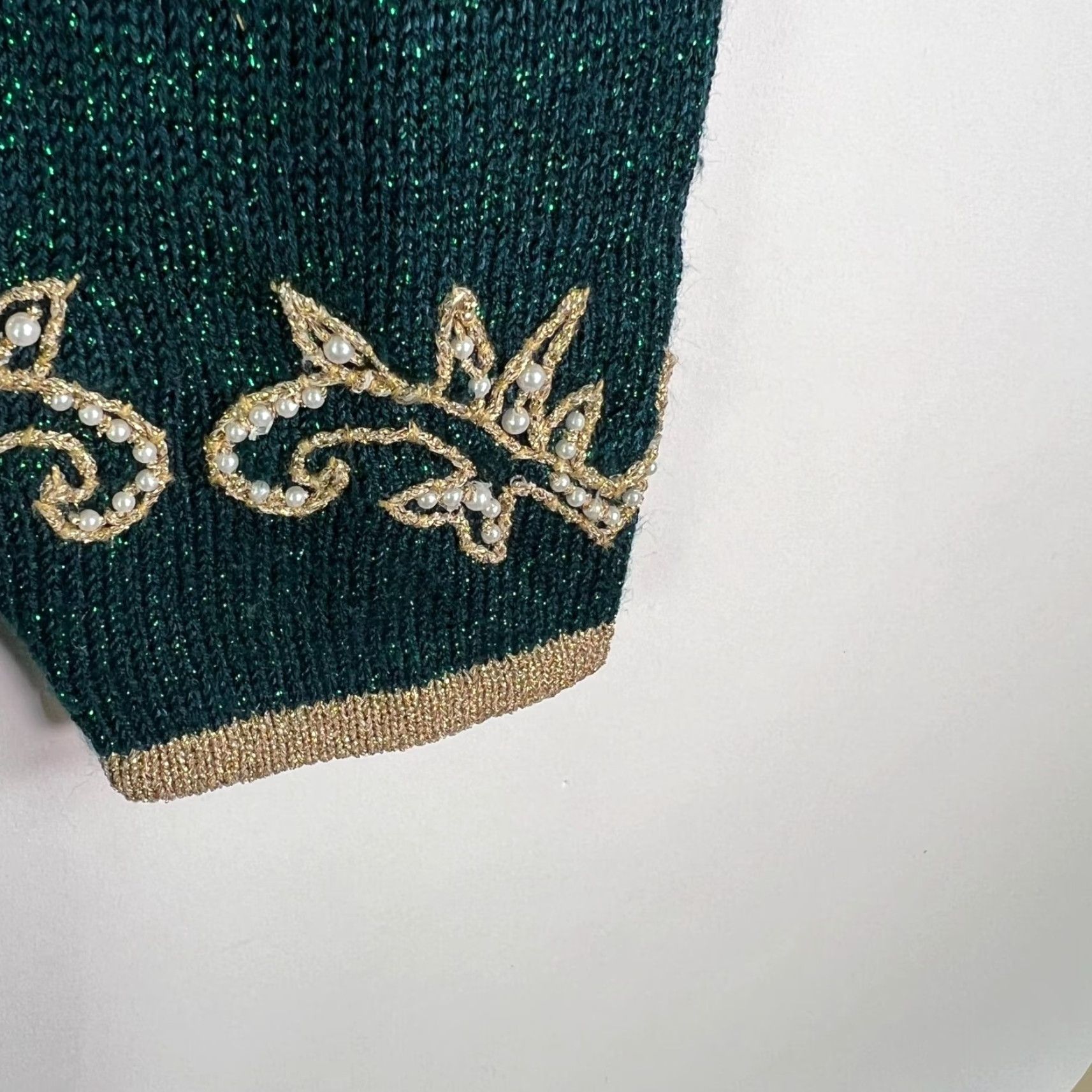 Vintage VINTAGE Smith Metallic Beaded Cardigan Sweater Womens Size L Green Casual Formal Party 80s 90s Size L / US 10 / IT 46 - 3 Thumbnail