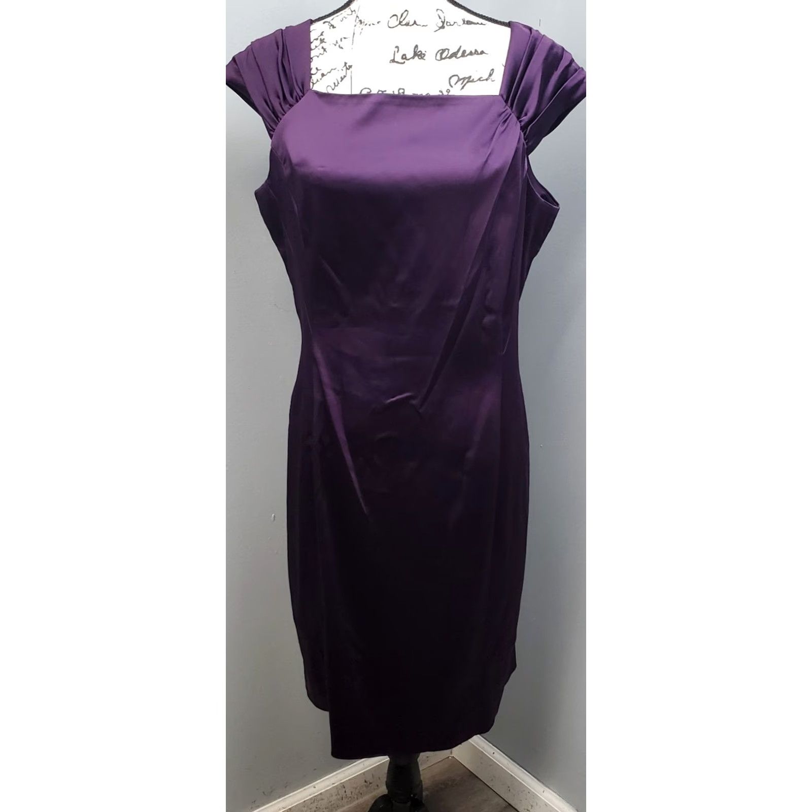 Calvin Klein Calvin Klein Cocktail Dress Womens Size 14 Purple Stretch Sleeveless Pleated Back Zip Size XL / US 12-14 / IT 48-50 - 2 Thumbnail