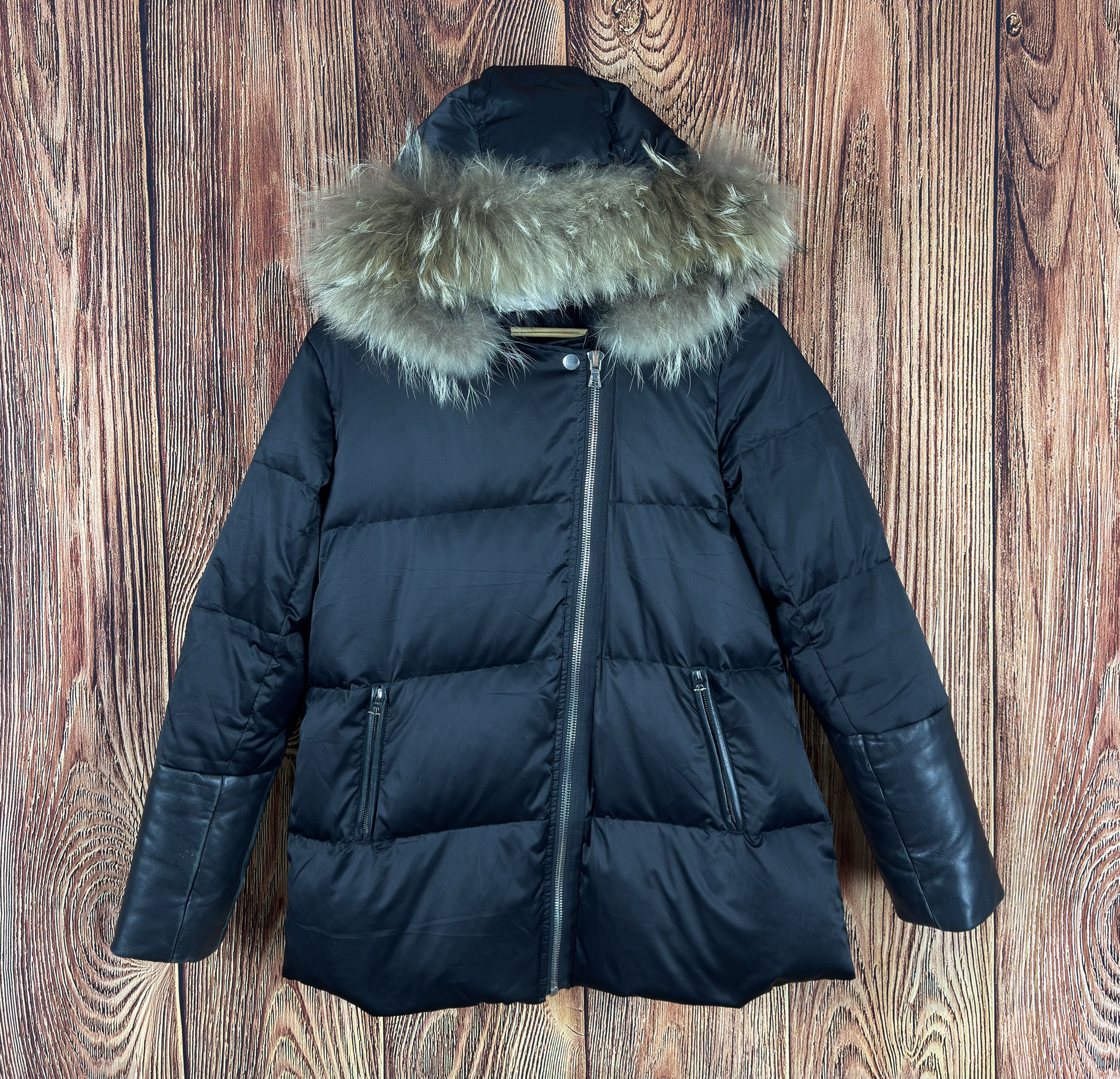 Sandro Paris Down Puffer Black Hooded Jacket Women's Size