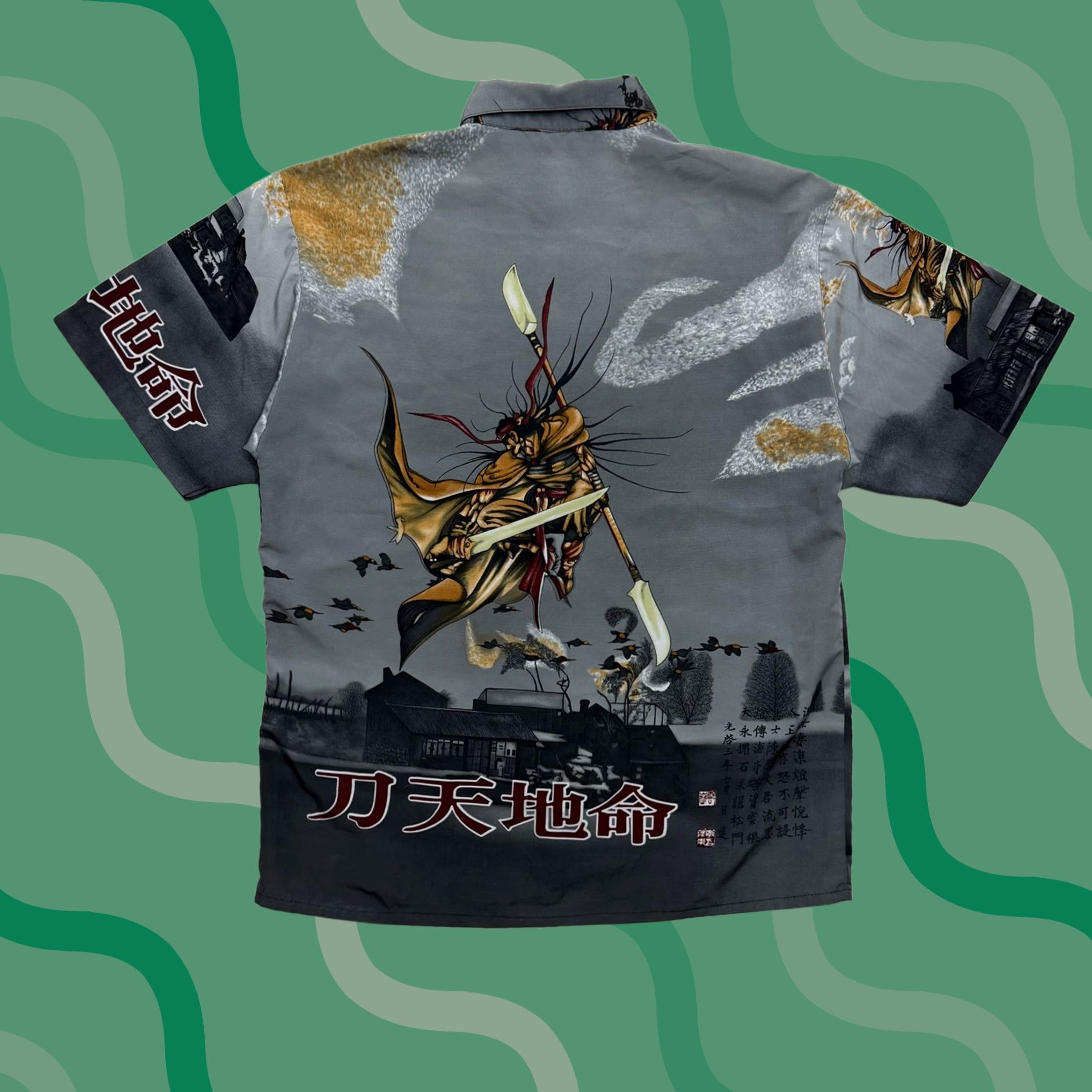 Vintage VINTAGE ICE Shirt Mens XL Gray Samurai Graphic Button Up Korea Warrior Y2K Size US XL / EU 56 / 4 - 1 Thumbnail