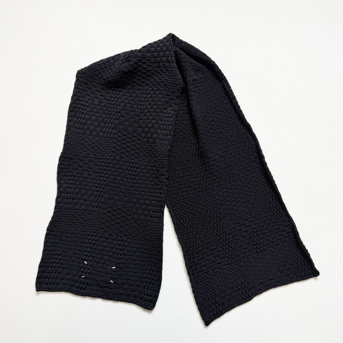Maison Margiela Late 2000s Textured Checkerboard Wool Scarf Size ONE SIZE - 14 Thumbnail