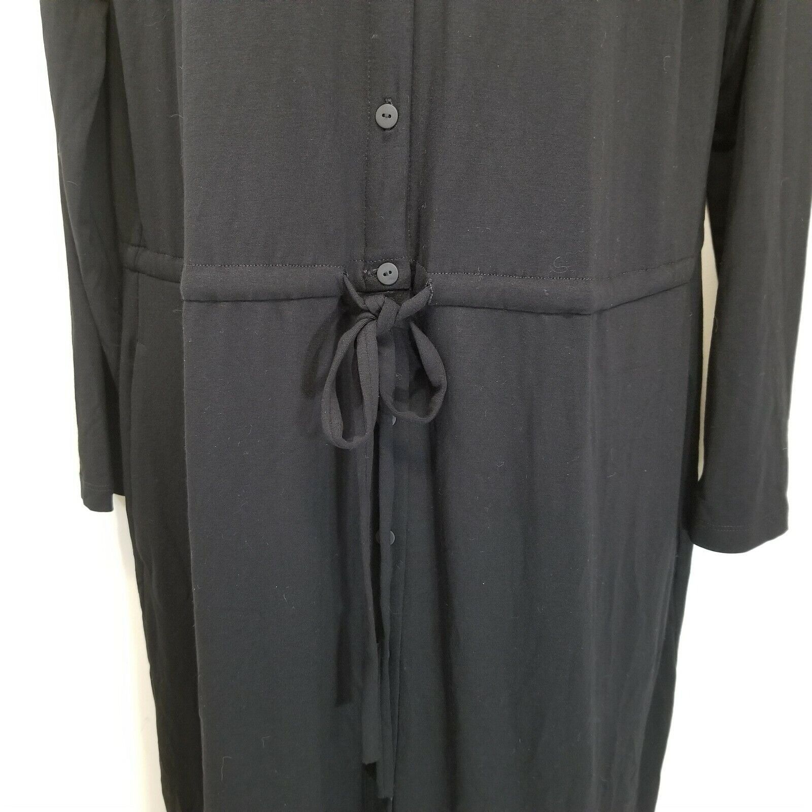 Eileen Fisher Eileen Fisher SMALL Black Shirt Dress Button Down Round Neck Size S / US 4 / IT 40 - 3 Thumbnail