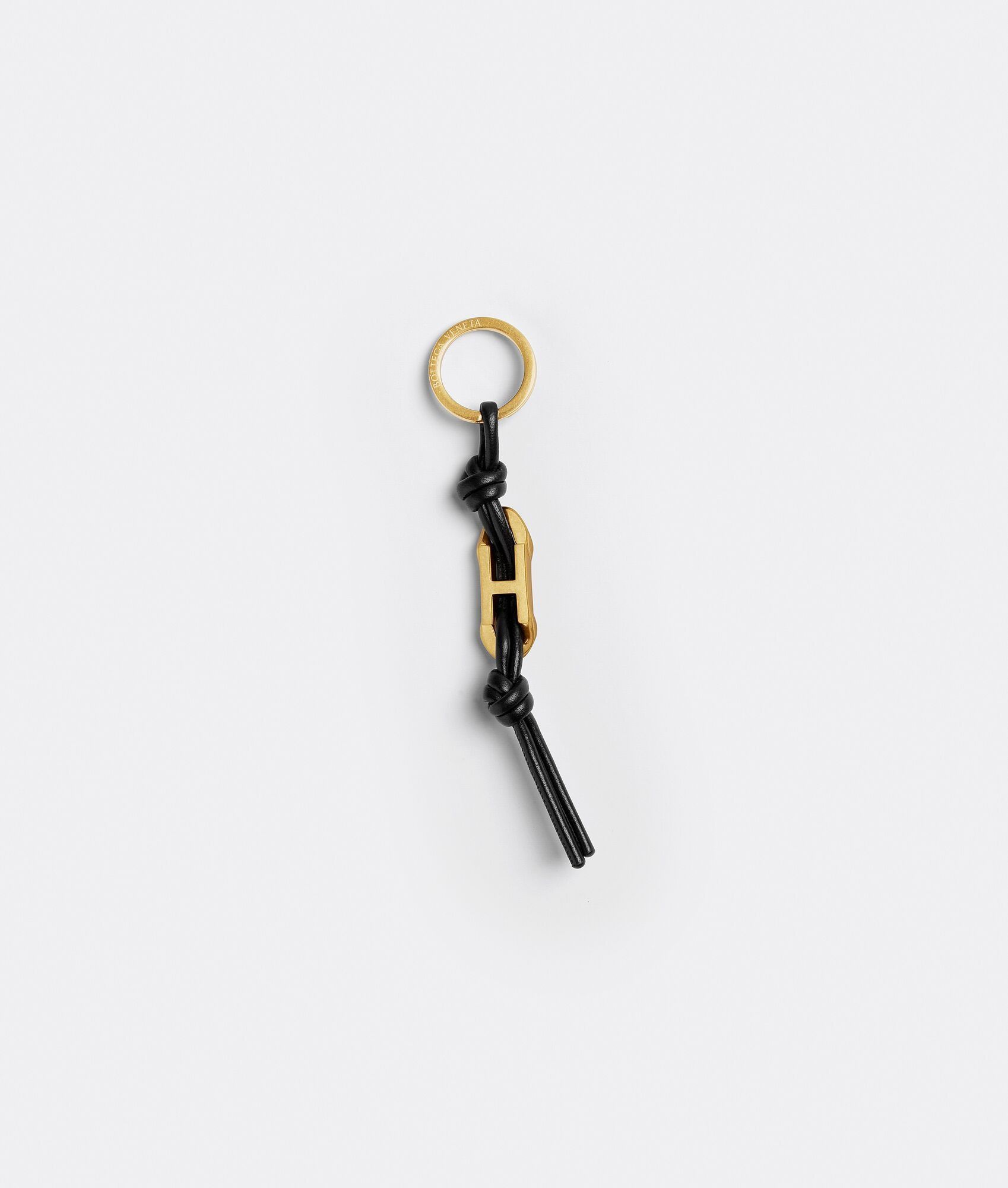 Bottega Veneta o1n1vont0525 Size: OS / Alphabet Key Ring H in Black/Gold Size ONE SIZE - 1 Thumbnail