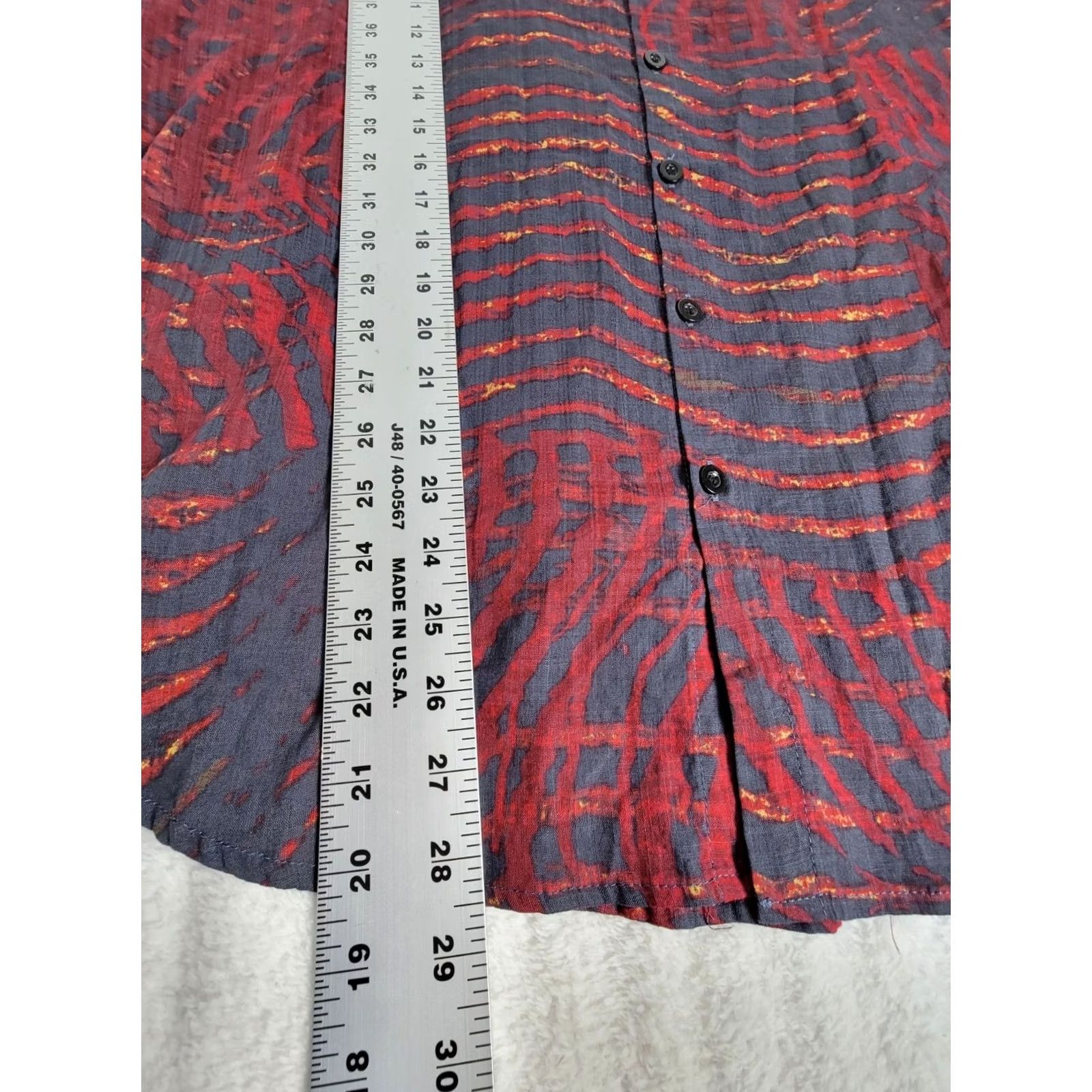 George Georg Roth Men Red Navy Abstract Print Short Sleeve Button-Up Shirt Large Casual Shirt Size US L / EU 52-54 / 3 - 6 Thumbnail