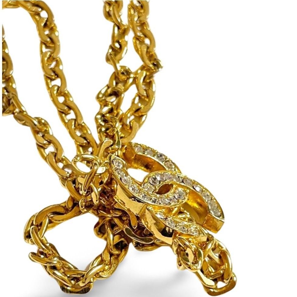 Chanel Vintage CHANEL golden chain necklace with crystal CC mark Size ONE SIZE - 7 Thumbnail