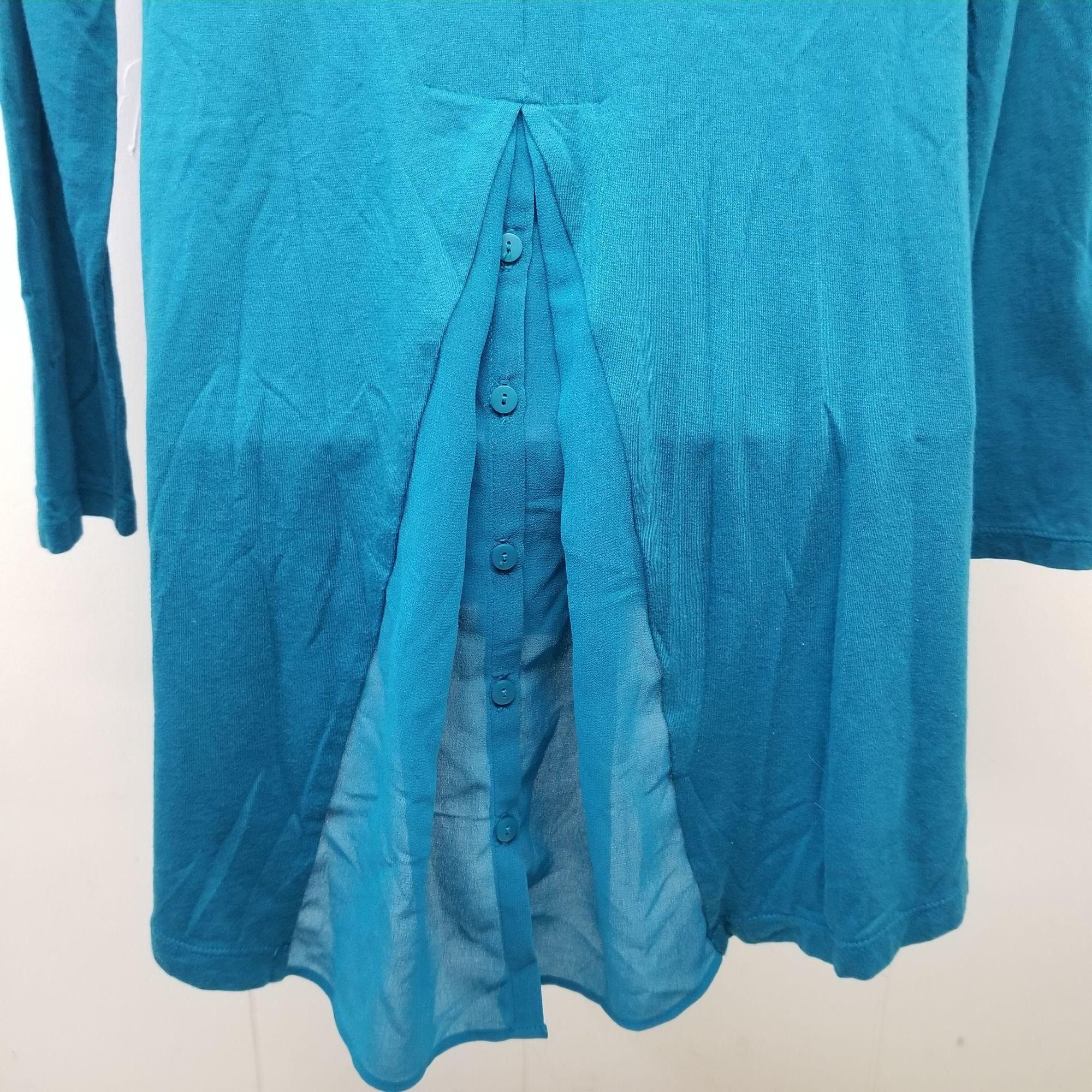 Other LOGO 14 Blue Shirt Top Tunic Long Sleeve Hi Low Pockets Stre Size XL / US 12-14 / IT 48-50 - 4 Thumbnail