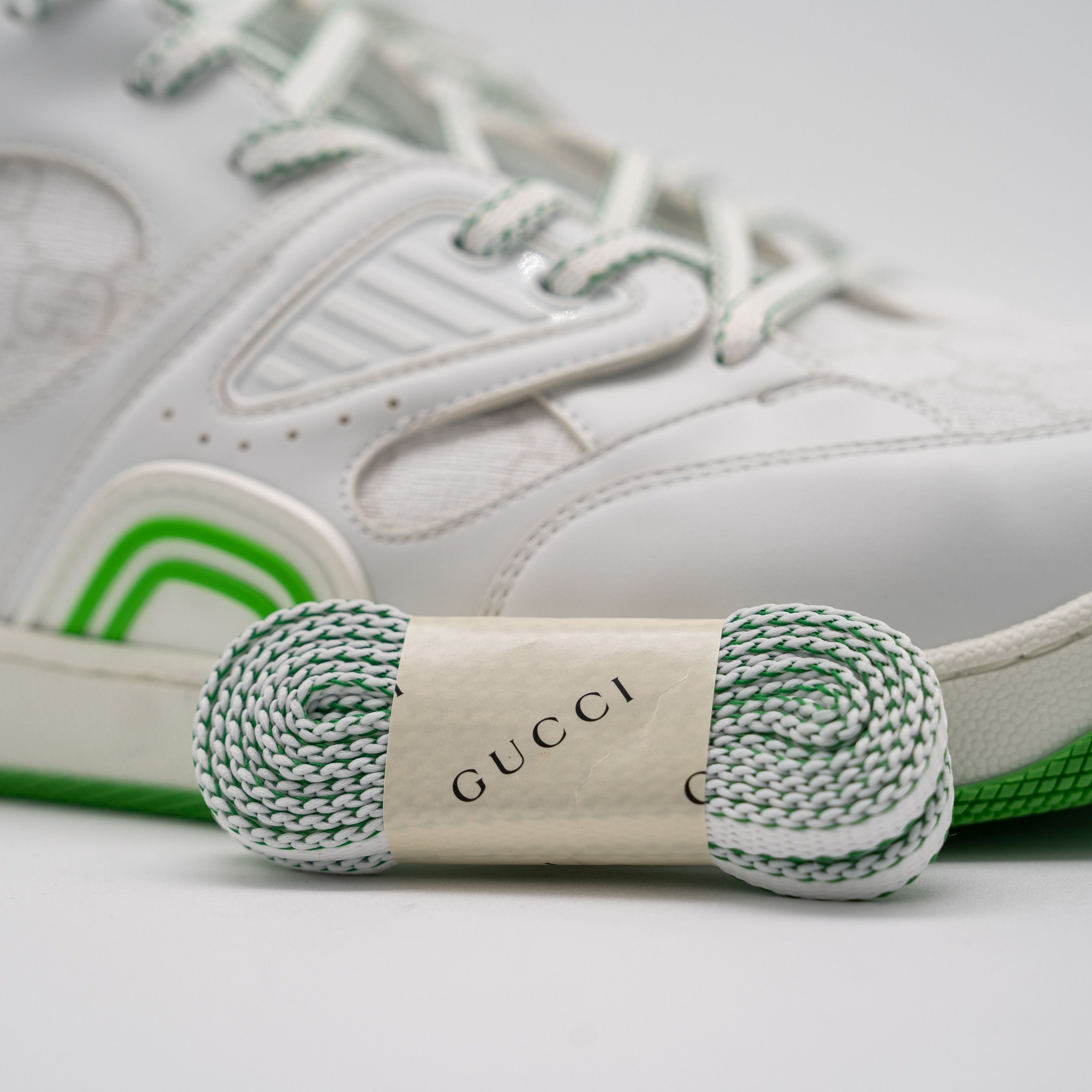 Gucci 14G 14.5 US Gucci Basket Low White Green Sneakers GG Size US 14 / EU 47 - 10 Thumbnail
