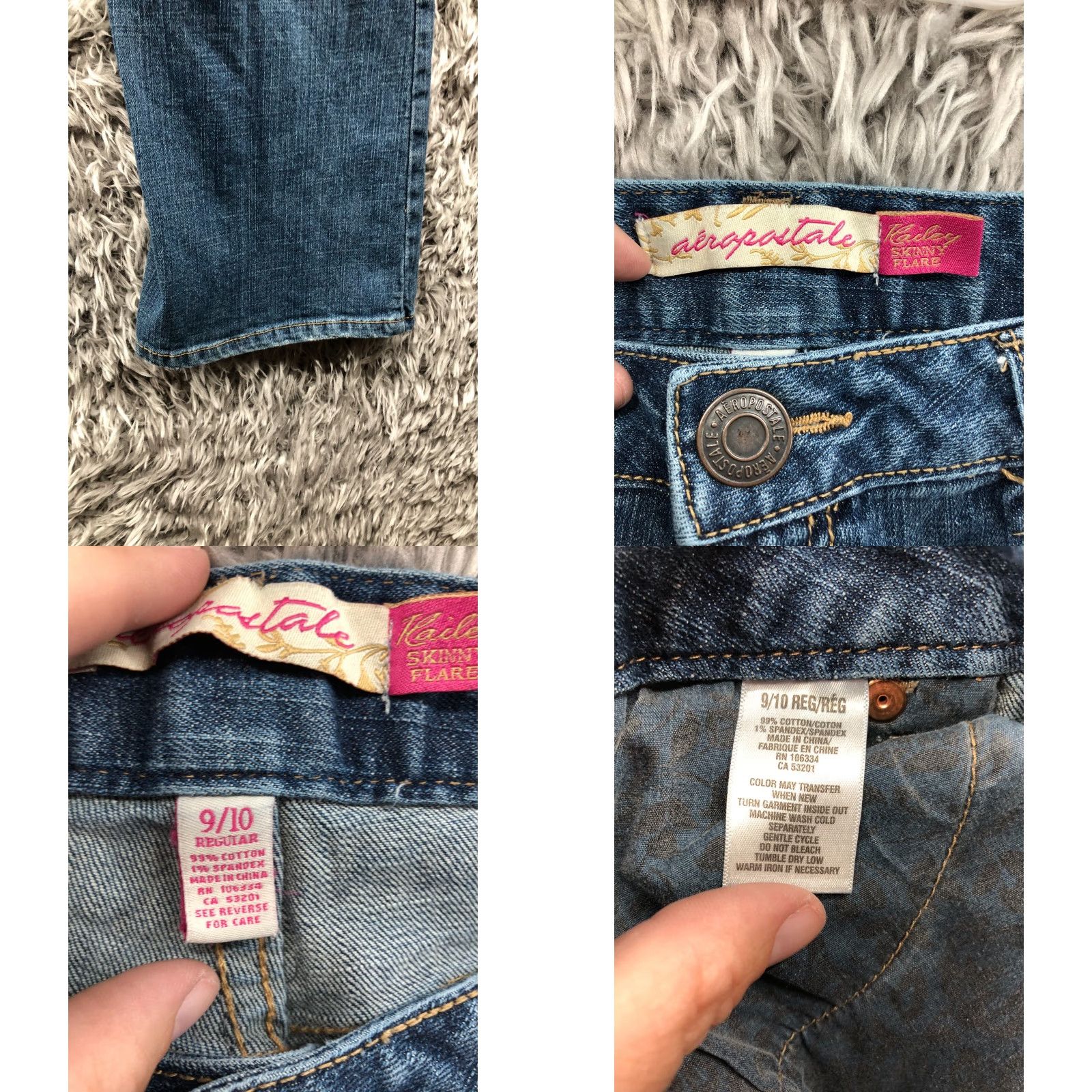 Vintage Aéropostale Kailey Skinny Flare Jeans Size 9 Juniors Low Rise Blue Denim Women Jeans 5-Pocket Design Belt Loops Zip Button Zipper Size 30" / US 8 / IT 44 - 8 Thumbnail