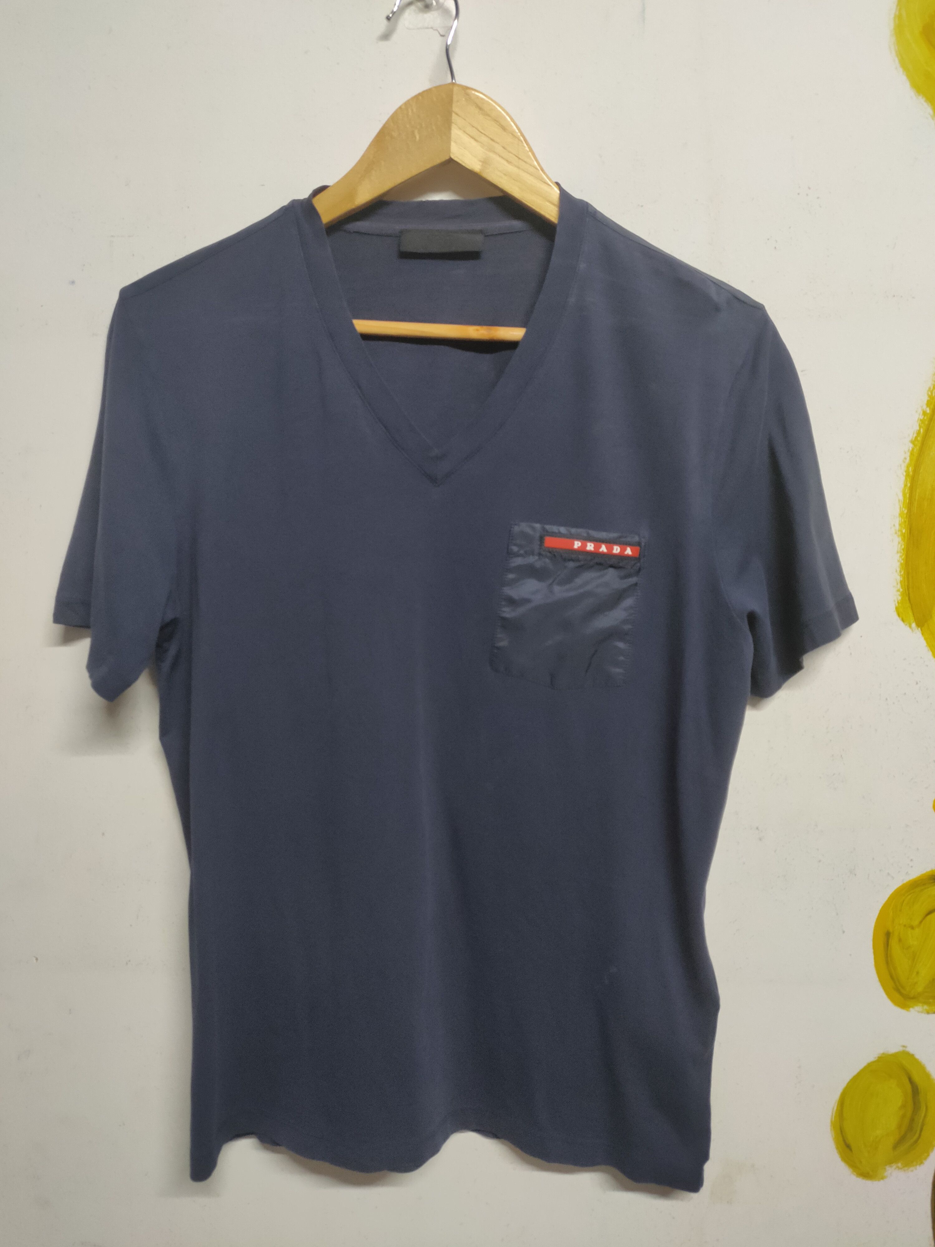Prada Distressed vintage Prada V-neck pocket tshirt Size US S / EU 44-46 / 1 - 3 Thumbnail