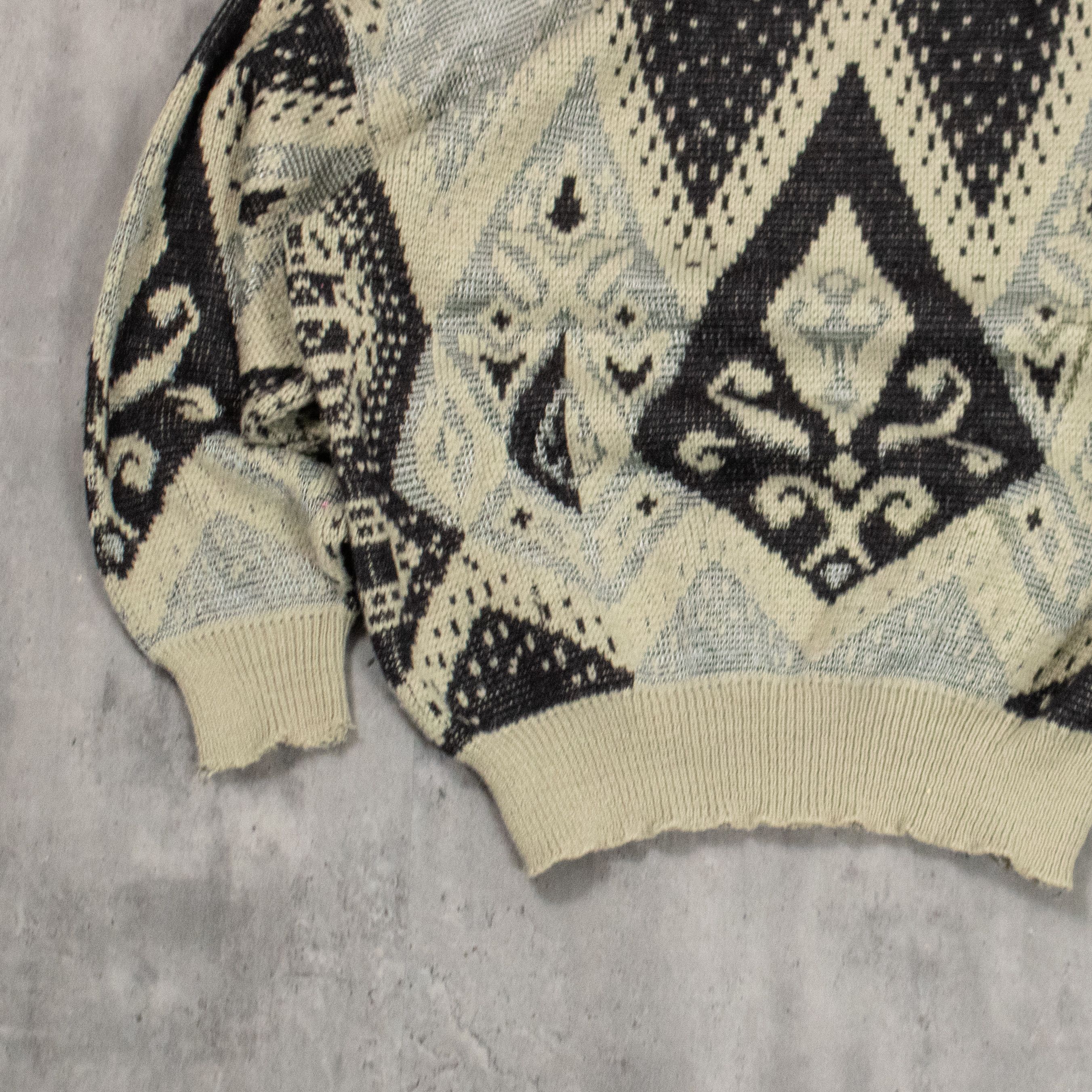 Japanese Brand VTG 90's Diamond Pattern Oversize Knitted Crewneck Sweater Size US L / EU 52-54 / 3 - 8 Thumbnail