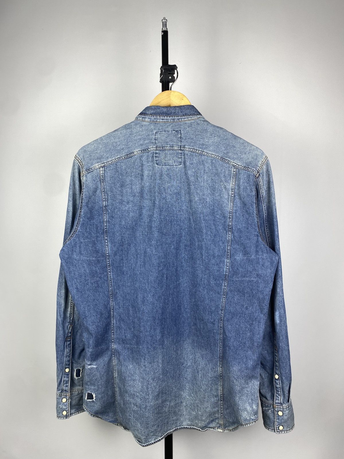 G-Star × Vintage G-Star Raw Distressed Patch Work Denim Shirt Blue Western Size US M / EU 48-50 / 2 - 6 Thumbnail