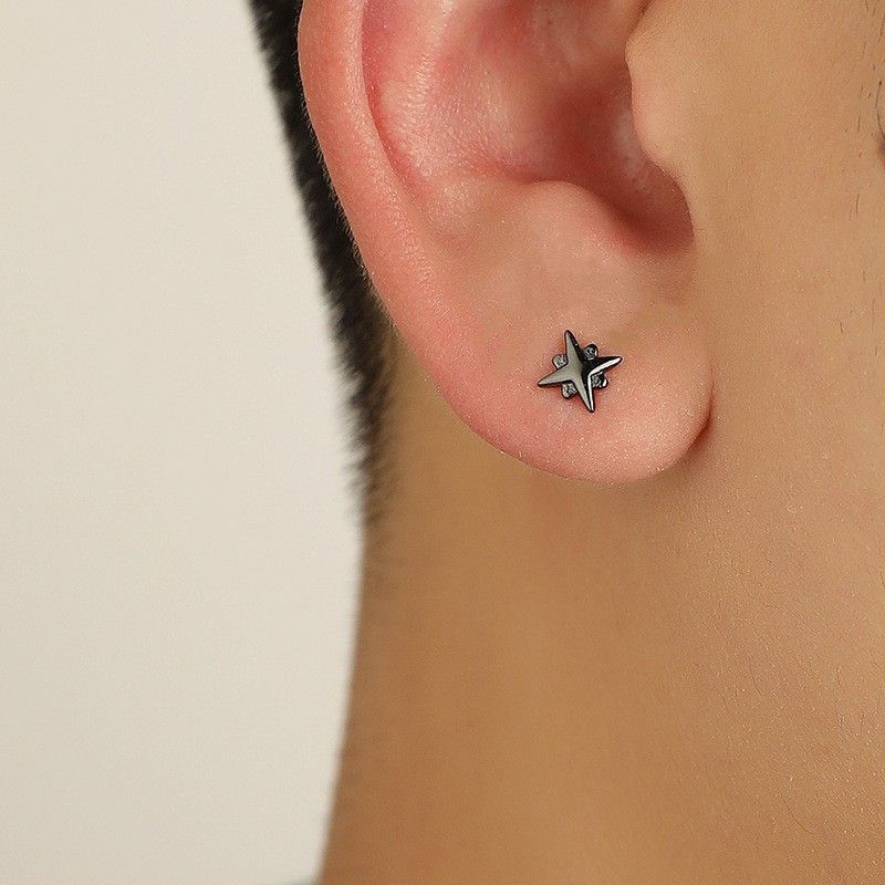 Jewelry × Sterling Silver Star Modern Earrings One Pairs Chrome Jewelry Size ONE SIZE - 6 Thumbnail