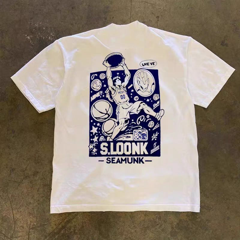 Vintage White casual retro basketball print t-shirt Size US M / EU 48-50 / 2 - 1 Thumbnail