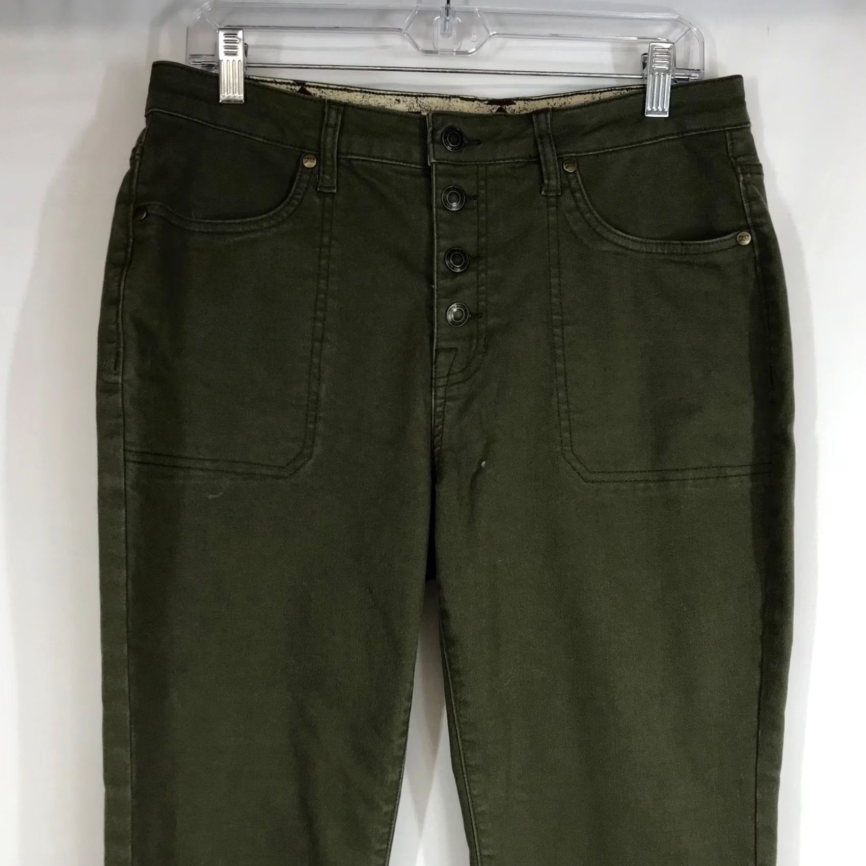 Frye FRYE AND CO. Women's Olive Green Utility Jeans Button Fly Cropped Flare 12 Mens? Size 34" / US 12 / IT 48 - 2 Thumbnail