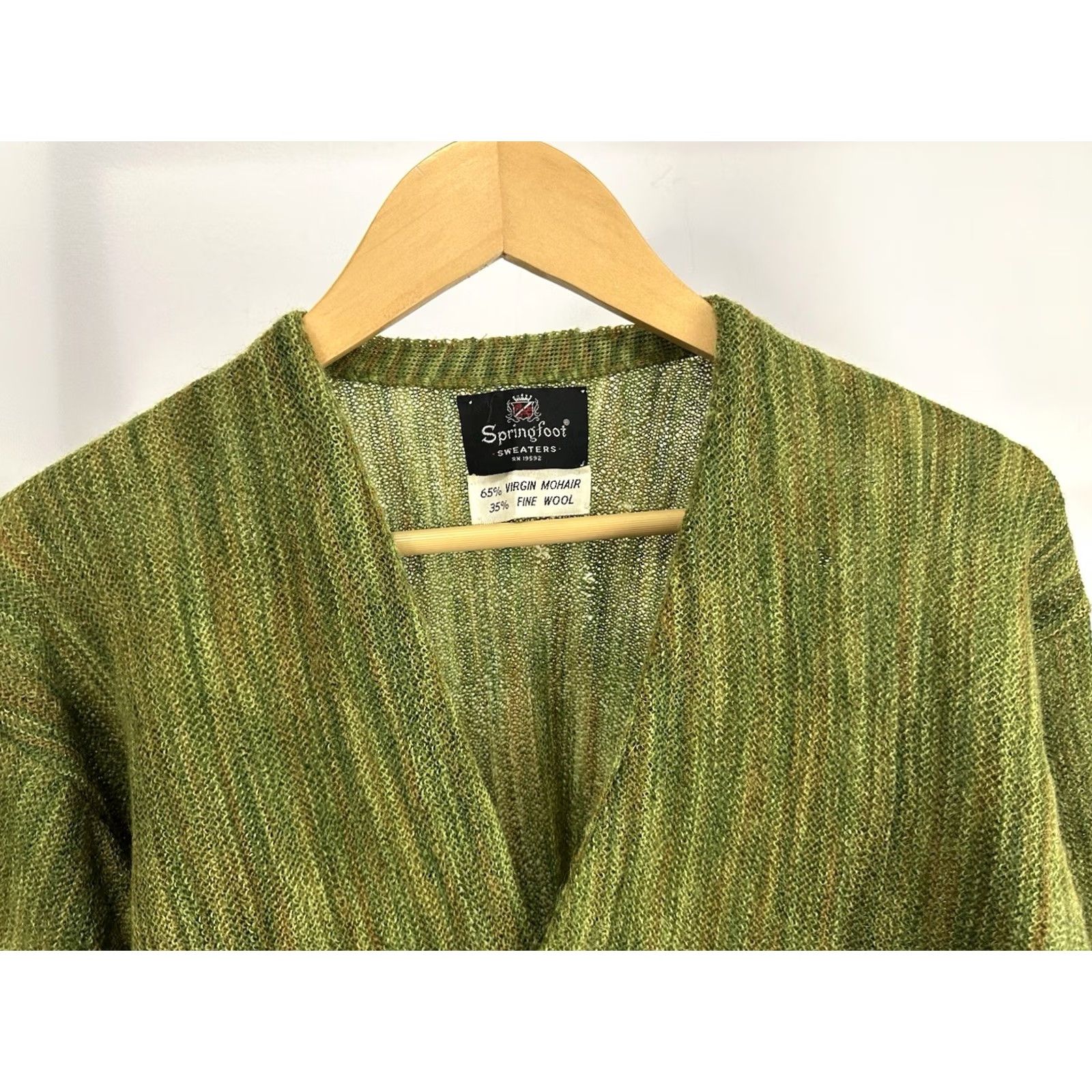 Vintage VTG 60s Springfoot Mohair Wool Blend Grinch Green Cardigan Sweater L Green Mens Shirt? Size US L / EU 52-54 / 3 - 4 Thumbnail