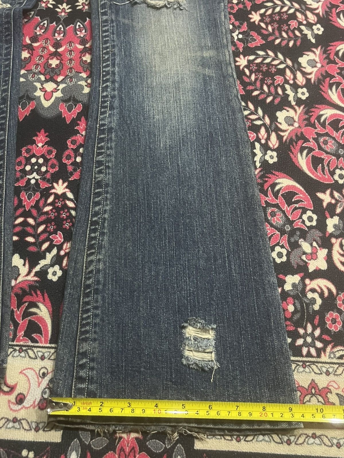 If Six Was Nine Japanese Brand EMS Excite Extreme Distressed Flare Jeans Size 28" / US 6 / IT 42 - 13 Thumbnail