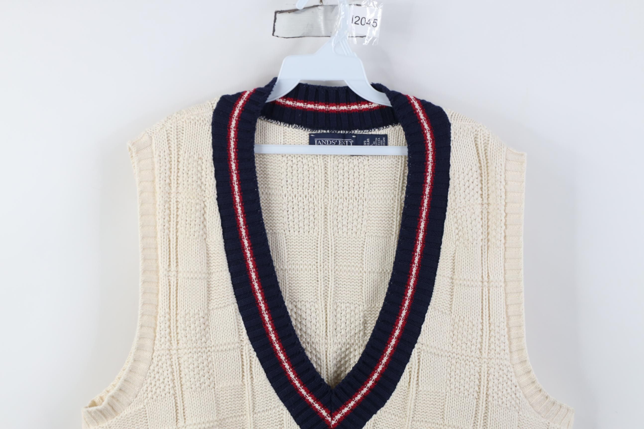 Lands' End Vintage 90s Lands End Cotton Checkered Knit Sweater Vest USA Size US L / EU 52-54 / 3 - 2 Thumbnail