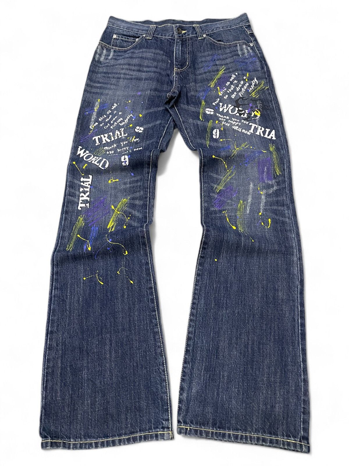 Japanese Brand × PPFM × semanticdesign Semantic Design Poems Paint splatter Flared Denim Pants Size US 31 - 1 Thumbnail