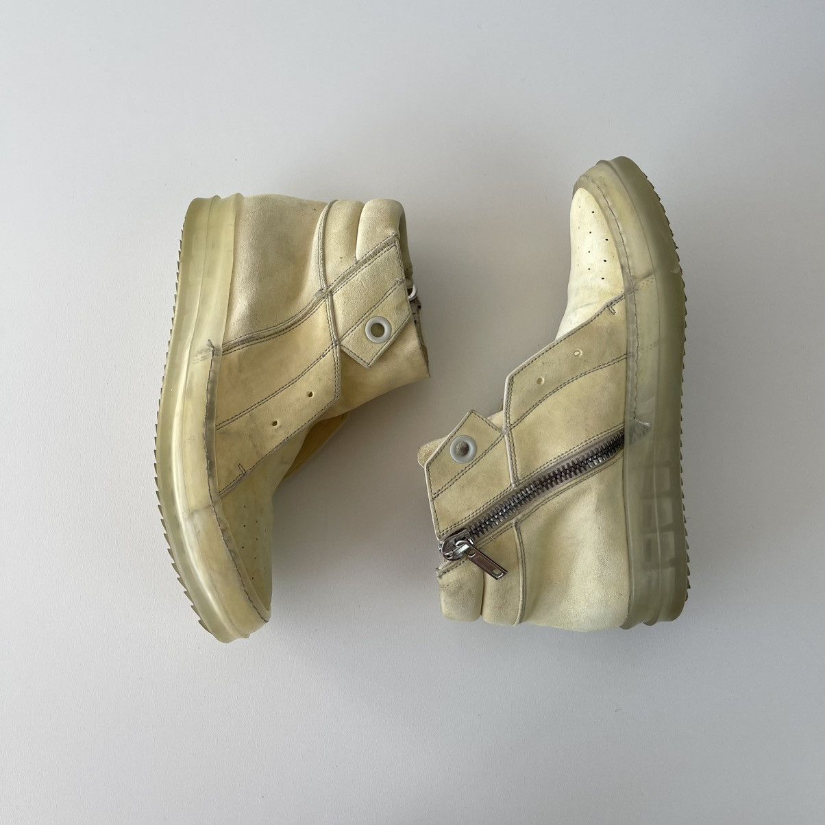 Rick Owens Rick Owens Island Dunk Distressed Hi-Top Zip Sneakers Milk Size US 6 / EU 39 - 5 Thumbnail