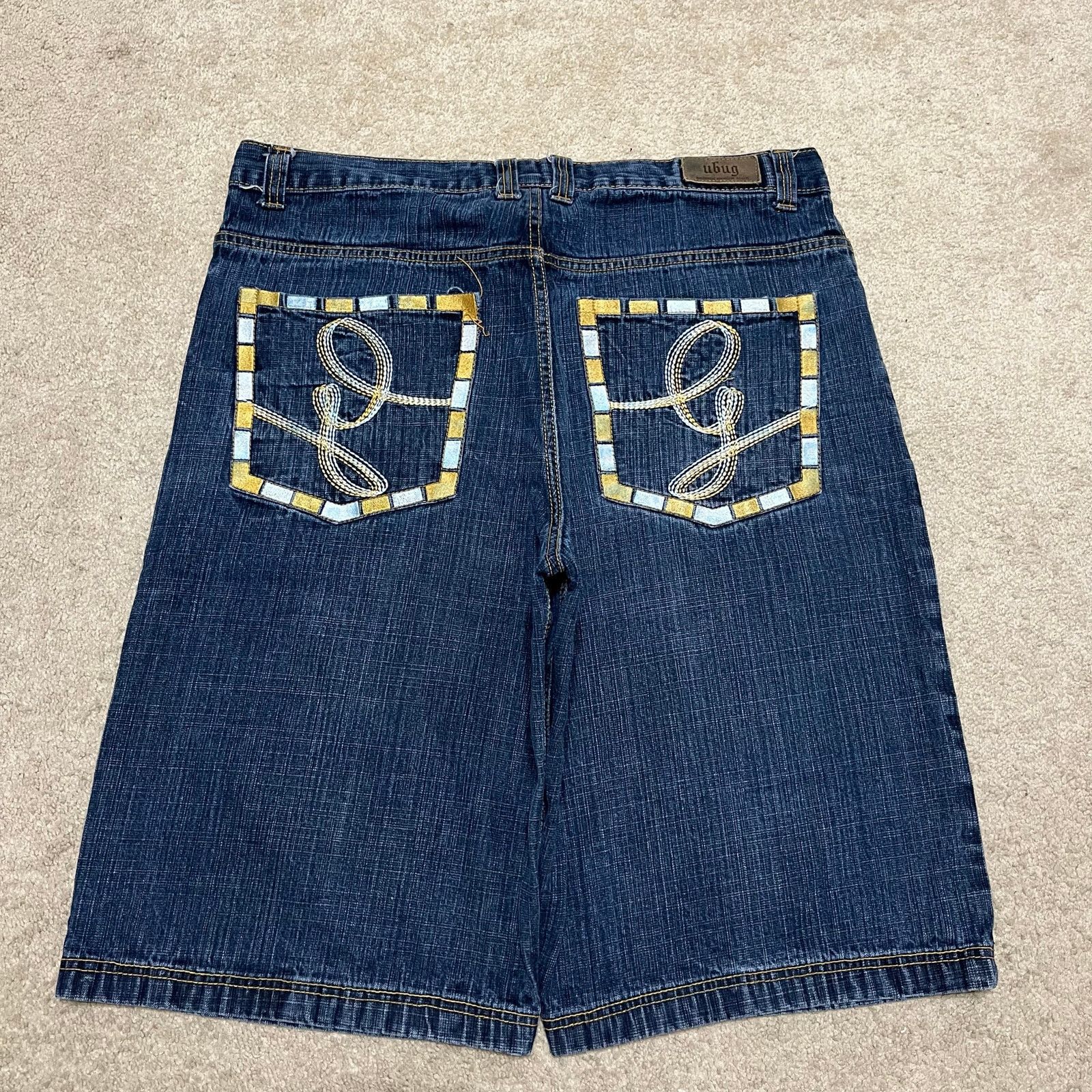 Other Ubug Y2K Baggy Skater Gold Embroidered Jorts 38W Size US 38 / EU 54 - 1 Thumbnail