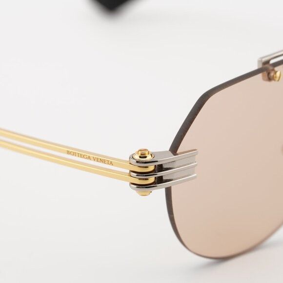 Bottega Veneta Bottega Veneta BV1342S 002 Sunglasses Silver/Gold Aviator Size ONE SIZE - 6 Thumbnail