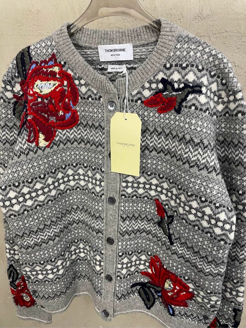 Thom Browne Thom browne Gray fw24 embroidered floral latest show round- Size M / US 6-8 / IT 42-44 - 3 Thumbnail