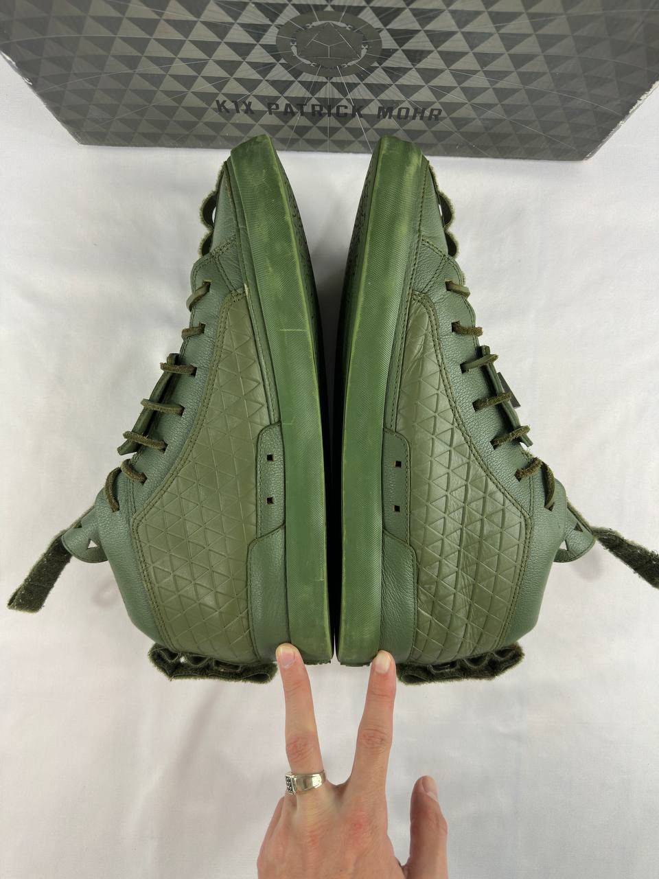 Patrick Mohr K1X x Patrick Mohr Mk6 Army Green High Leather Sneakers Size US 12 / EU 45 - 6 Thumbnail