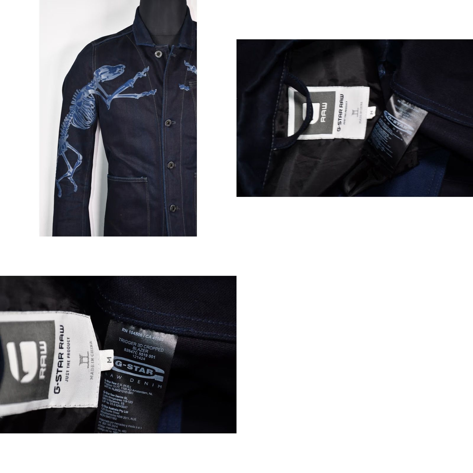 G-Star G-Star Raw Trigger 3D Cropped Blazer Jacket Men M Denim Blue Shirt Hoodie? Size 40R - 8 Thumbnail