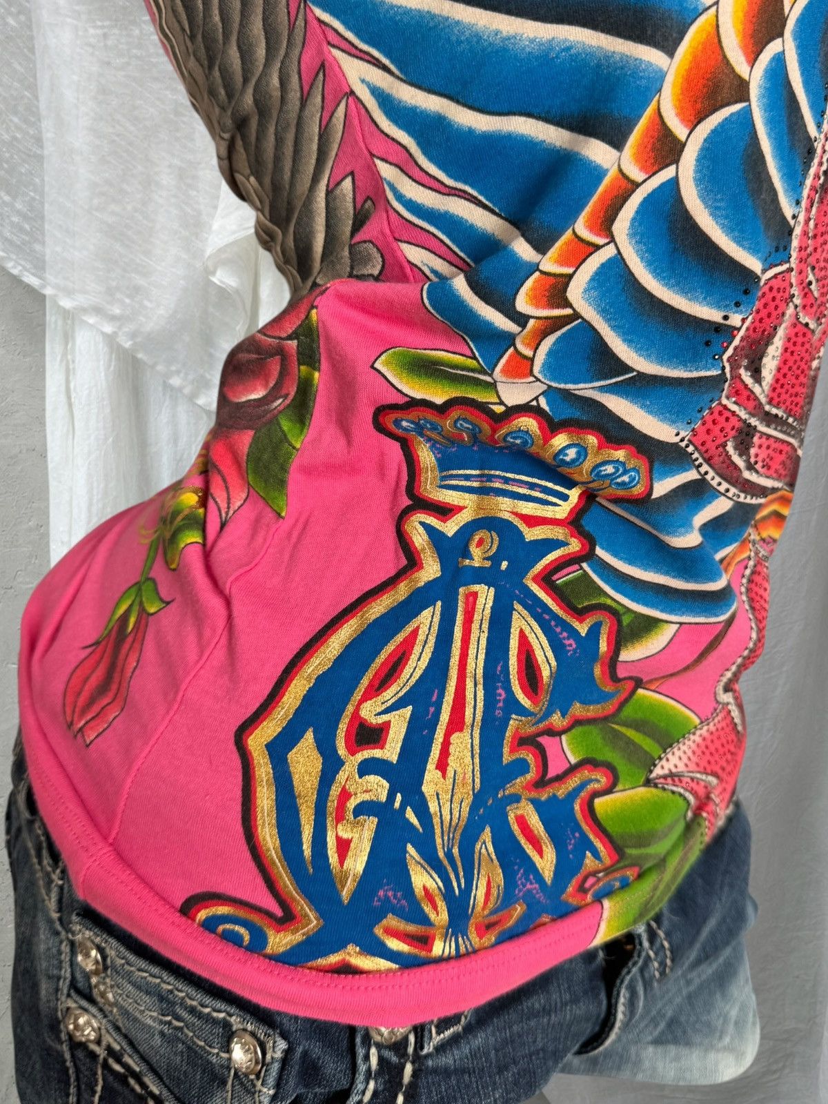 Christian Audigier Christian Audigier (Ed Hardy) Y2K Glam Rhinestones T-Shirt Size S / US 4 / IT 40 - 5 Thumbnail