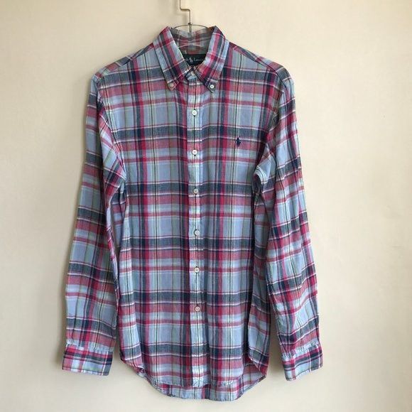 Ralph Lauren Ralph Lauren Plaid Linen Shirt Blue Men's Small S Size US S / EU 44-46 / 1 - 1 Thumbnail