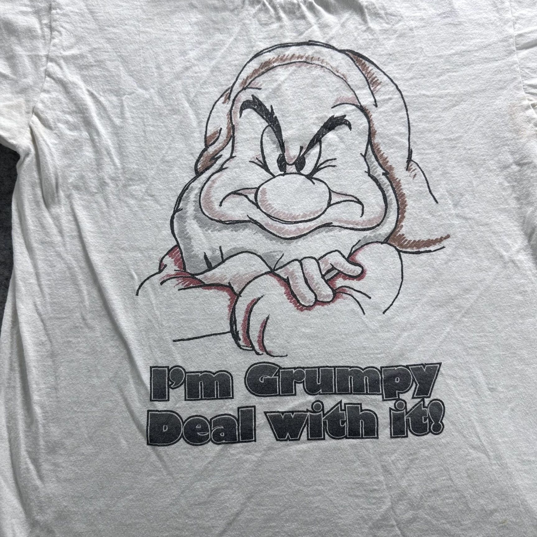 Disney Disney Shirt Mens Medium White Black Ringer Graphic Grumpy Snow White Dwarf Tee Size US M / EU 48-50 / 2 - 2 Thumbnail