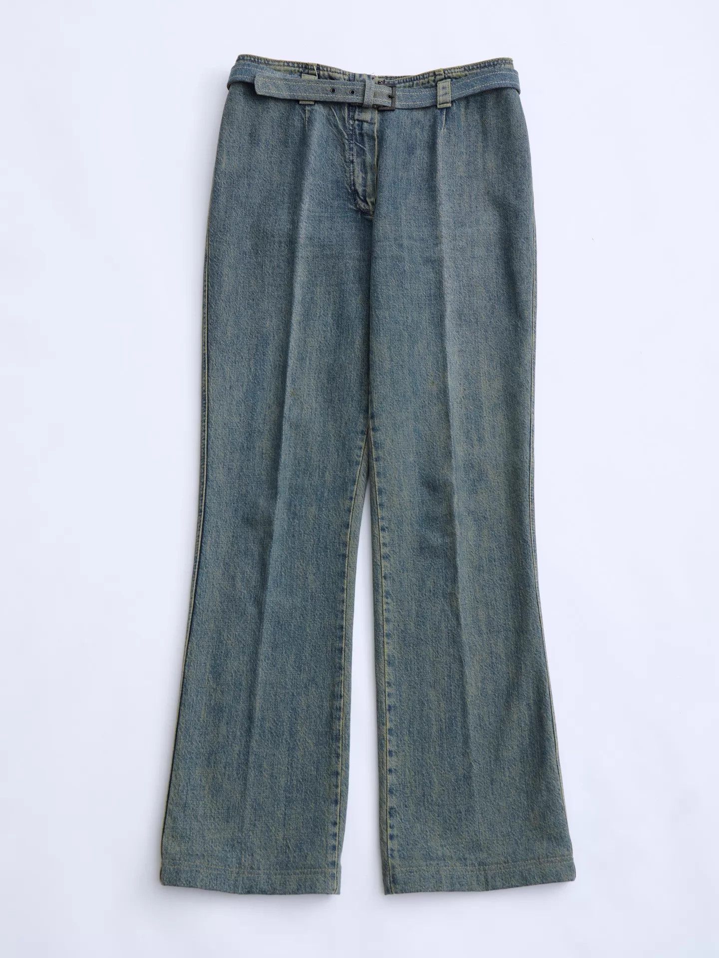 Chanel CHANEL 00 KL Washed Belted Flared Jeans Gray Teal Size 28" / US 6 / IT 42 - 7 Thumbnail