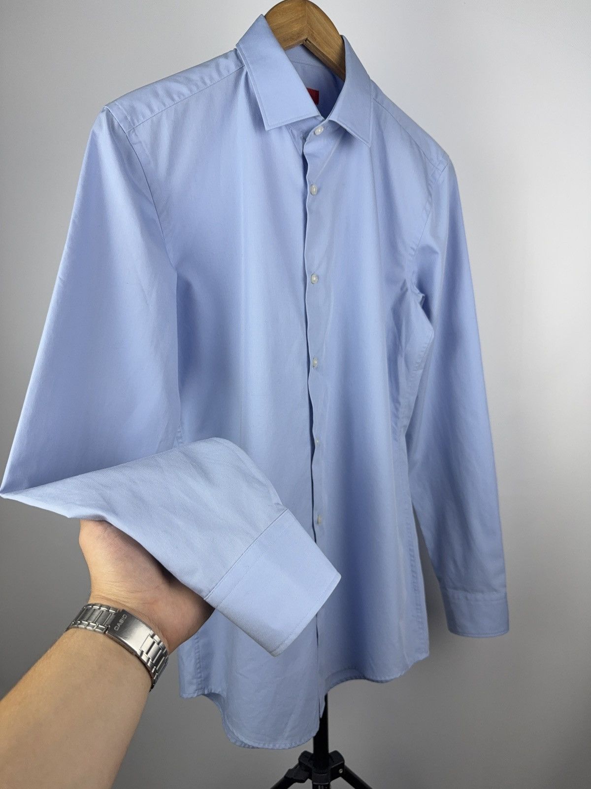 Designer Luxury Designer Hugo Boss Blue Slim Fit Shirt Size US M / EU 48-50 / 2 - 6 Thumbnail