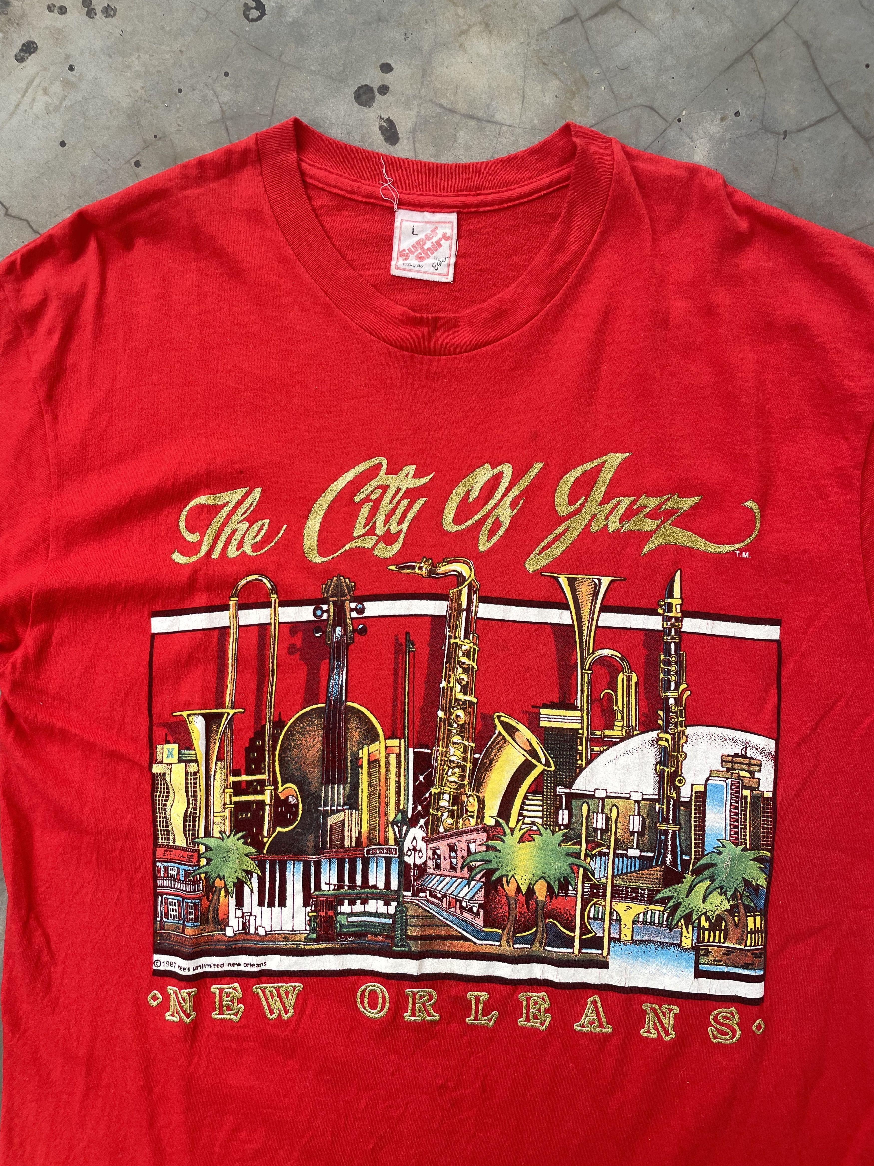 Vintage 80s City Of New Orleans Jazz Music T-Shirt Single Stitch Size US L / EU 52-54 / 3 - 2 Thumbnail