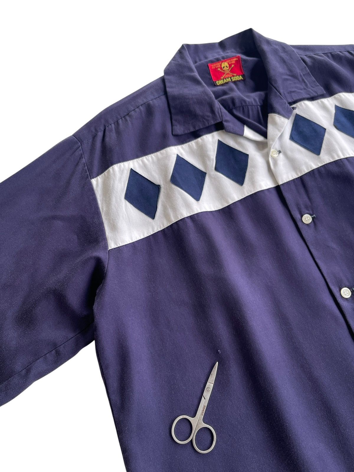 Japanese Brand Cream Soda Diamond Rockabilly Rayon Shirt Size US XL / EU 56 / 4 - 5 Thumbnail
