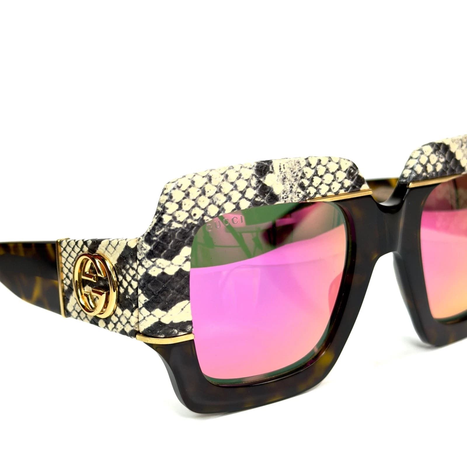 Gucci GUCCI 0484 Brown Pink Mirror Ayers 006 Sunglasses GG0484S Size ONE SIZE - 4 Thumbnail
