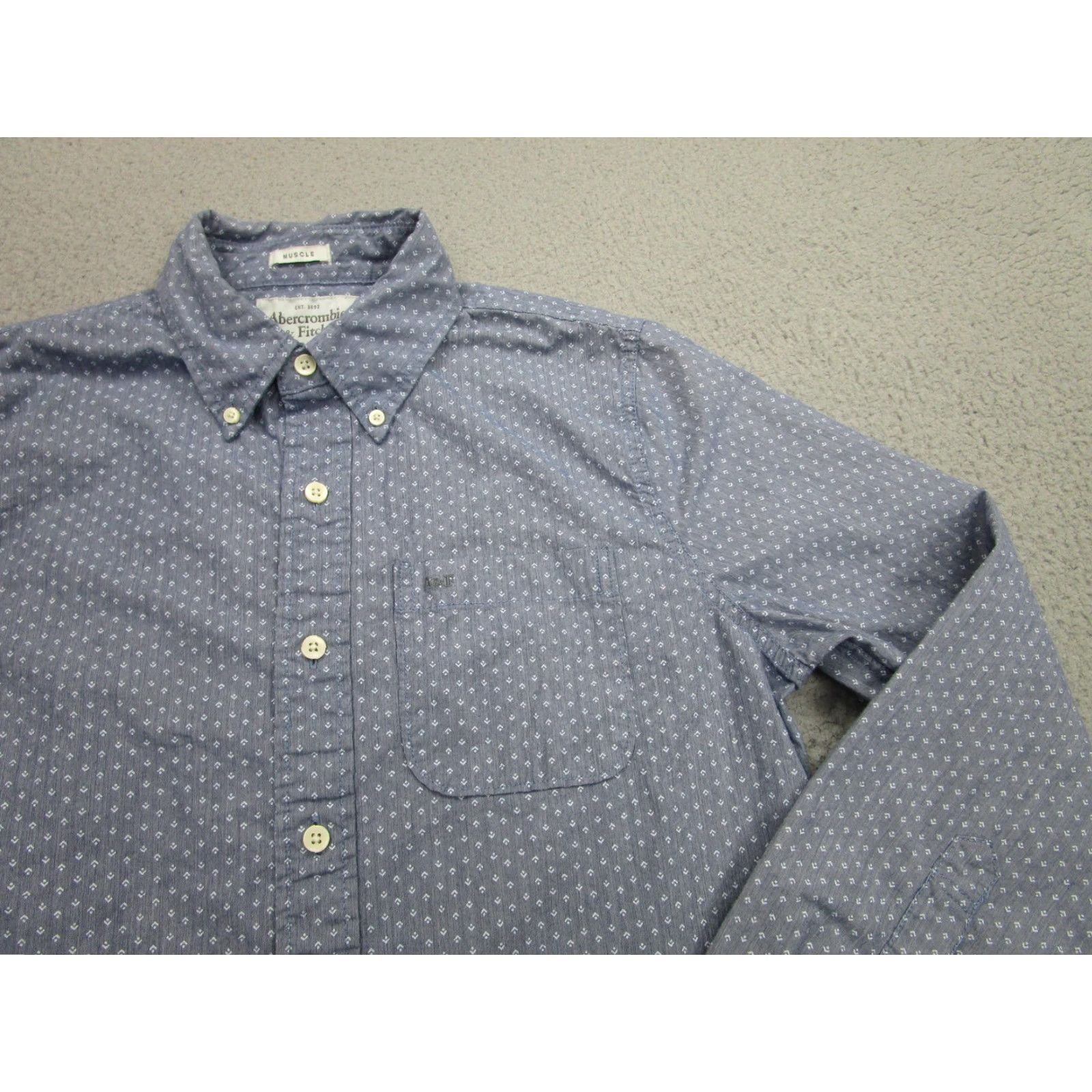 Abercrombie & Fitch Abercrombie & Fitch Shirt Mens M Y2K Preppy Blue Geometric Long Sleeve Button Up Size US M / EU 48-50 / 2 - 2 Thumbnail
