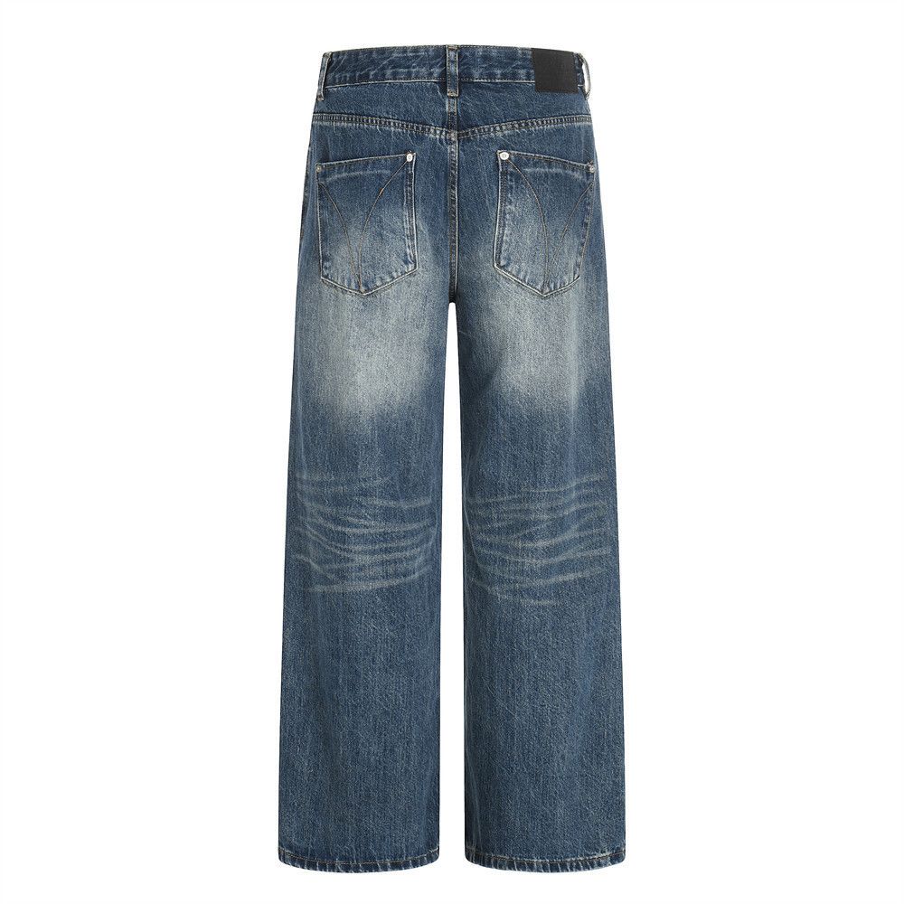Jean Men's Retro Loose Wide-Leg Straight-Leg Jeans Size US 32 / EU 48 - 2 Thumbnail