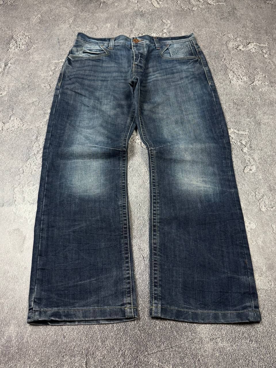 If Six Was Nine Y2K Crosshatch Faded Blue Straight Leg 2000s Grunge Denim Size US 36 / EU 52 - 7 Thumbnail
