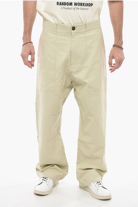 image of Studio Nicholson High Waisted Straight Fit Pants in Beige, Men's (Size 32)