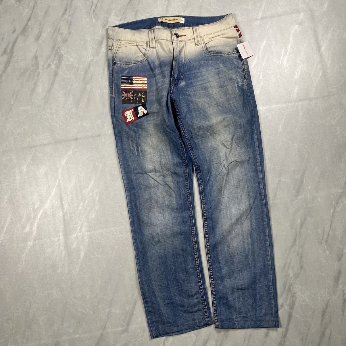 Other Fabder USA Flag Great Britain Washed Jeans Size US 34 / EU 50 - 5 Thumbnail