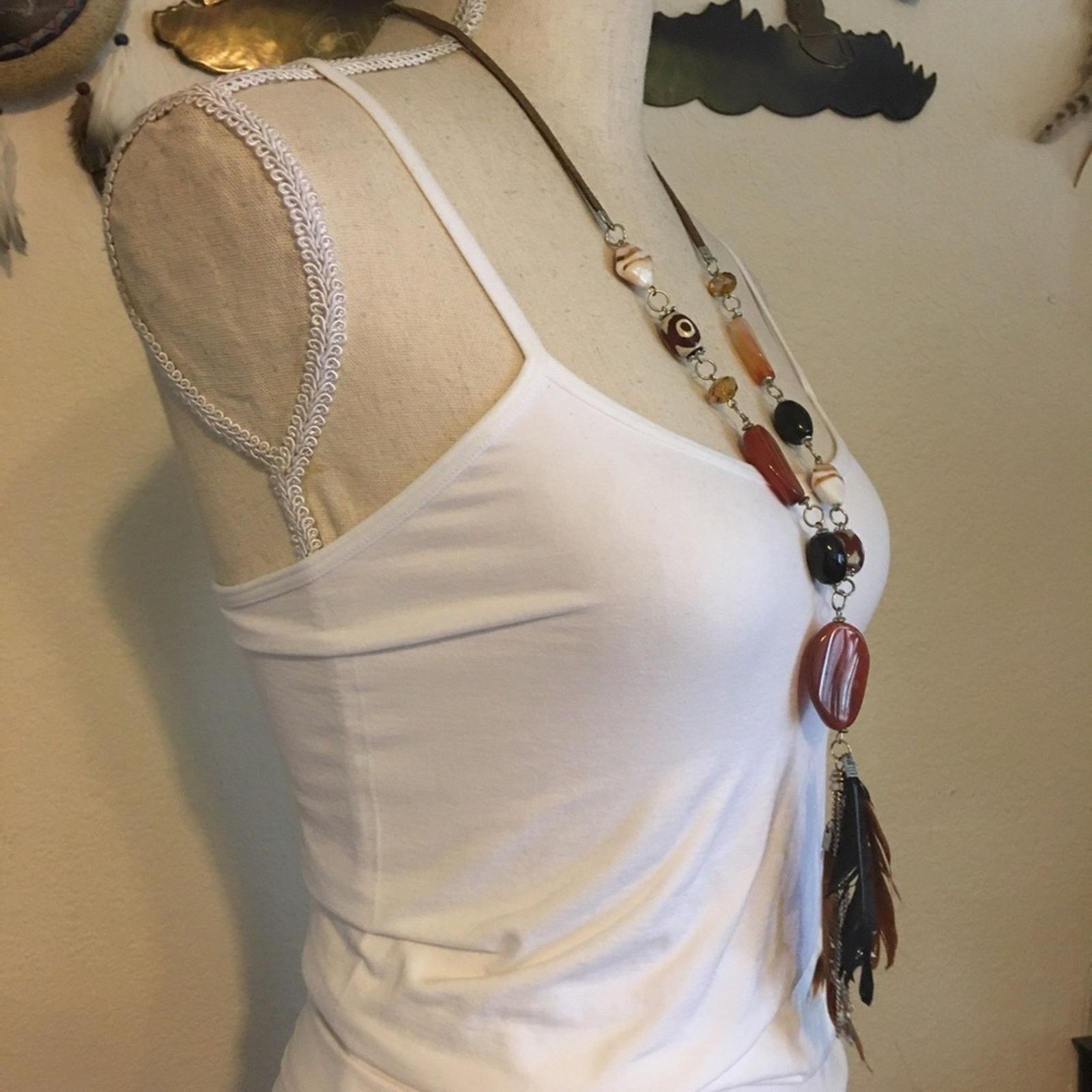 Jewelry Glass bead evil eye suede cord long necklace Size ONE SIZE - 2 Thumbnail