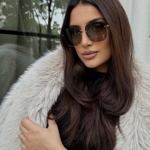 Saint Laurent Paris Saint Laurent SL 312 M 014 Sunglasses Gold Square Frame Size ONE SIZE - 1 Thumbnail